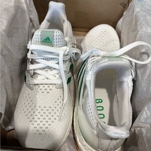Adidas Ultraboost White Sneakers with Kelly Green